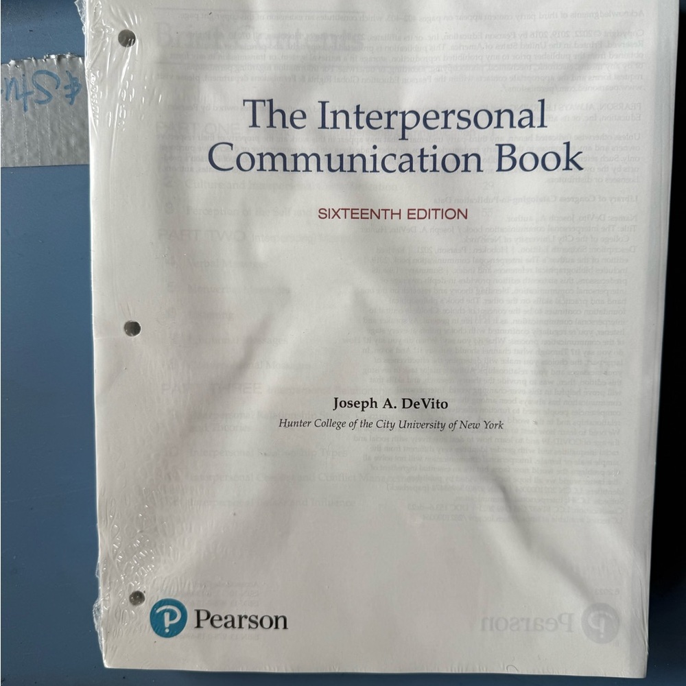 The Interpersonal Communication Book

Pearson White Textbook Cover